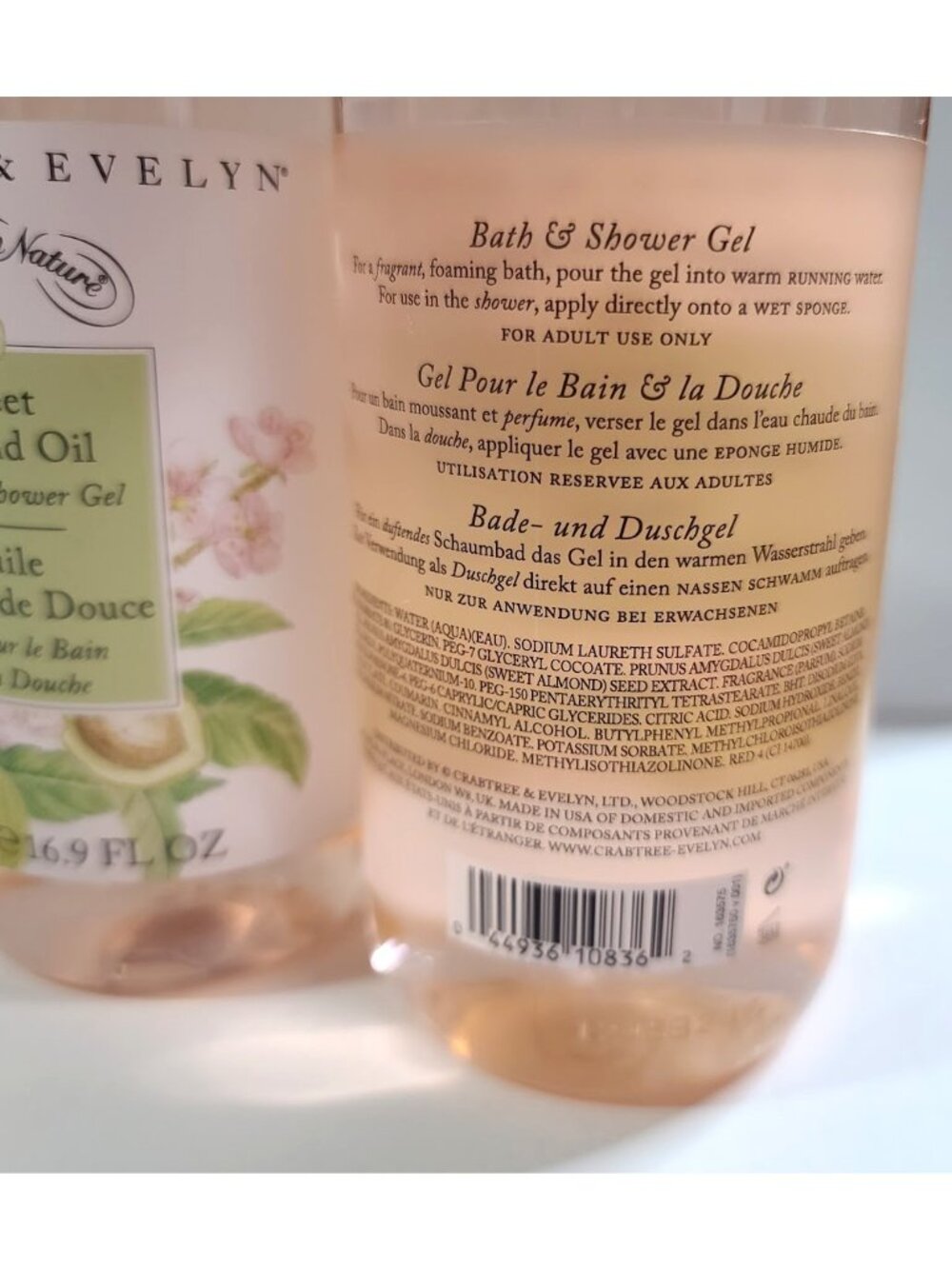 Lot of 2 Crabtree & Evelyn Sweet Almond Oil Bath & Shower Gel 16.9 fl oz NEW - Picture 4 of 4